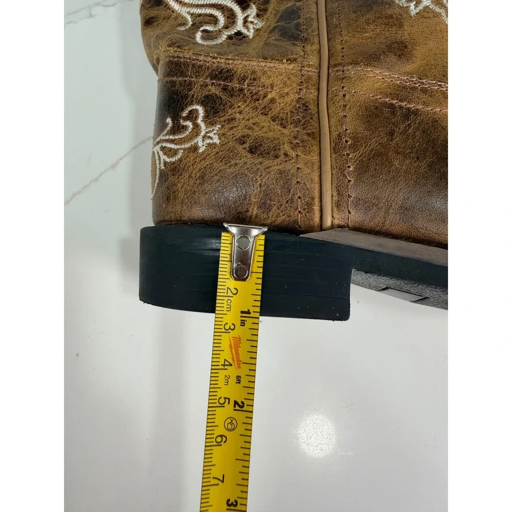 Shyanne Kids Brown Leather Floral Embroidered Cowboy Boots BBSC1946 Size 2.0 D